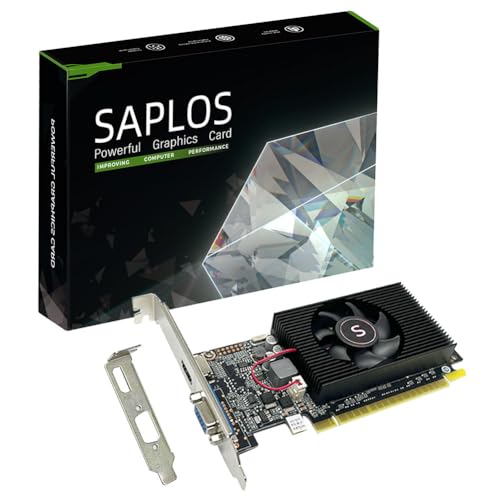 SAPLOS Geforce GT 610 Grafikkarte, 2GB DDR3 64-bit, VGA HDMI, Low Profile grafikkarte, PCI Express x16, DirectX 11 von SAPLOS
