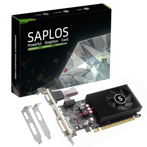SAPLOS Geforce GT 730 Grafikkarten, 4GB DDR3 128-bit, HDMI VGA DVI, Low Profile Grafikkarte PC, Fermi Architektur, Desktop Computer GPU, PCI Express, DirectX 11 von SAPLOS