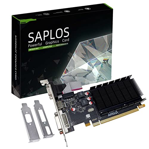 SAPLOS Radeon HD 5450 Grafikkarte, 2GB DDR3 64-bit, Low Profile, DVI-I HDMI VGA, PCI Express x16, DirectX 11, PC Graphics Card GPU, 2 Monitors Support von SAPLOS