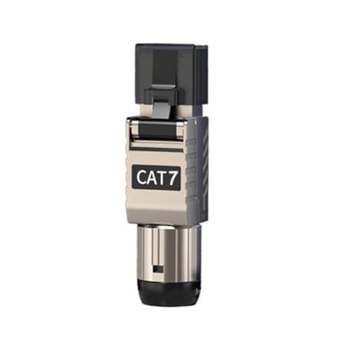 SAROAD 1 Stück RJ45-Cat7-Ethernet-Kabelanschlüsse, RJ45-Metall-Stecker Ohne Werkzeug, Einfache Terminierung, 2000 MHz, 40G-LAN-Kabel, 22 AWG – 24 AWG, Einfache Installation, Einfach zu Verwenden. von SAROAD