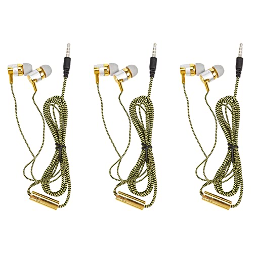 SAROAD 3 x H-169 3,5 mm MP3- und MP4-Verkabelungs-Subwoofer, geflochtenes Kabel, Kopfhörer mit Weizendrahtsteuerung (Golden) von SAROAD