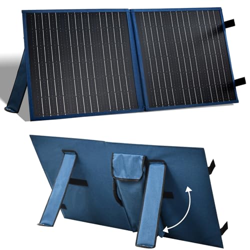 SARONIC 100 Watts Faltbares Solarpanel 12V Monokristalline Ladegerät mit Ladereglerfür Camper, Caravaning, Motorhome-Rallyes, Mobile-Offices-System 12V (Blau) von SARONIC