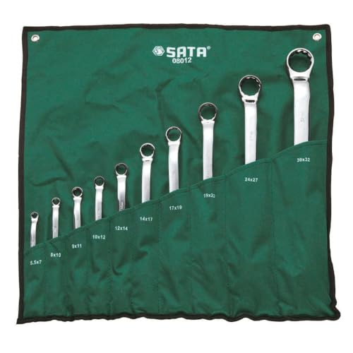 SATA ST08012 Doppelringschlüssel, Ringschlüssel, Schraubenschlüssel Set metrisch 5.5-32 mm gekröpft und poliert aus CR-V-Stahl in praktischer Roll-Tasche 10 Tlg. SATA ST08012 Doppelringschlüssel, Ringschlüssel, Schraubenschlüssel Set metrisch 5.5-32 mm gekröpft und poliert aus CR-V-Stahl in praktischer Roll-Tasche 10 Tlg. von SATA