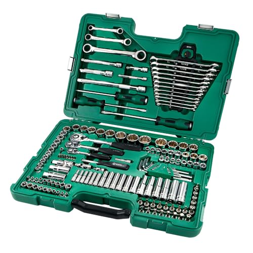 SATA ST09510SJ 150-teiliges metrisches/SAE Steckschlüssel-Set, 1/4", 3/8" und 1/2" Antrieb, 6- und 12-kant, poliert, im Aufbewahrungskoffer, grün SATA ST09510SJ 150-teiliges metrisches/SAE Steckschlüssel-Set, 1/4", 3/8" und 1/2" Antrieb, 6- und 12-kant, poliert, im Aufbewahrungskoffer, grün von SATA