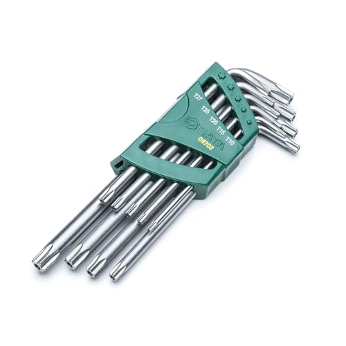 SATA Wineklstiftschlüssel-Satz, Torx mit Stirnlochbohrung, lang, 9-tlg. ST09702 (Winkelschraubendreher Stiftschlüssel), präzisionsgeformt aus legiertem Stahl SATA Wineklstiftschlüssel-Satz, Torx mit Stirnlochbohrung, lang, 9-tlg. ST09702 (Winkelschraubendreher Stiftschlüssel), präzisionsgeformt aus legiertem Stahl von SATA