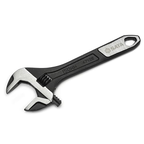 SATA ST47122 Rollgabelschlüssel, Einmaulschlüssel, Englender, Schraubenschlüssel verstellbar und extra breit 6"/150 mm, mit Messskala in mm und schwarz oxidierter Oberfläche SATA ST47122 Rollgabelschlüssel, Einmaulschlüssel, Englender, Schraubenschlüssel verstellbar und extra breit 6"/150 mm, mit Messskala in mm und schwarz oxidierter Oberfläche von SATA