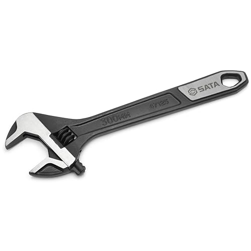 SATA ST47125 Rollgabelschlüssel, Einmaulschlüssel, Englender, Schraubenschlüssel verstellbar und extra breit 12"/300 mm, mit Messskala in mm und schwarz oxidierter Oberfläche SATA ST47125 Rollgabelschlüssel, Einmaulschlüssel, Englender, Schraubenschlüssel verstellbar und extra breit 12"/300 mm, mit Messskala in mm und schwarz oxidierter Oberfläche von SATA