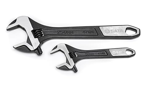 SATA ST47130 Rollgabelschlüssel, Einmaulschlüssel, Englender, Schraubenschlüssel Set verstellbar und extra breit 6"/150 mm + 10"/250 mm, mit Messskala in mm und schwarz oxidierter Oberfläche 2 Tlg. SATA ST47130 Rollgabelschlüssel, Einmaulschlüssel, Englender, Schraubenschlüssel Set verstellbar und extra breit 6"/150 mm + 10"/250 mm, mit Messskala in mm und schwarz oxidierter Oberfläche 2 Tlg. von SATA
