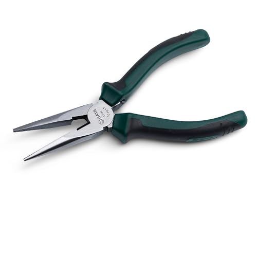 SATA ST70101AST, Flachrundzange mit Schneidkante 165 mm/6 inch, mit rutschfestem TPE-Griff und Körper aus Chrom-Nickel-Stahl für hohe Belastbarkeit SATA ST70101AST, Flachrundzange mit Schneidkante 165 mm/6 inch, mit rutschfestem TPE-Griff und Körper aus Chrom-Nickel-Stahl für hohe Belastbarkeit von SATA