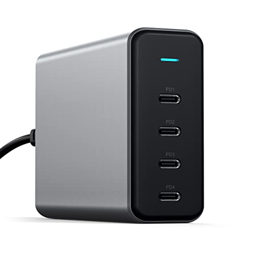 SATECHI 165W USB-C 4-Port PD GaN Ladegerät – Kompatibel mit 2022 MacBook Pro/Air M2, 2021 MacBook Pro M1 Pro & Max, 2020 MacBook Air/Pro M1, 2021 iPad Pro M1, iPhone 15 Pro Max/15 Pro/15/15 Plus von SATECHI