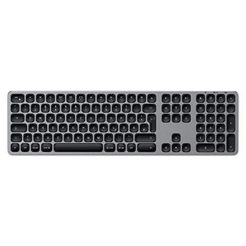 SATECHI Aluminium-Bluetooth-Tastatur mit Ziffernblock – Kompatibel mit 2022 MacBook Pro/Air M2, 2021 MacBook Pro M1 Pro & Max, 2021 iMac, 2021 iPAd Pro M1, 2020 Mac Mini und mehr von SATECHI