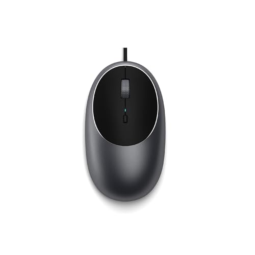 SATECHI Aluminium C1 Kabelgebundene USB-C Maus, optische Computermaus, für M2/M1 MacBook Pro, Air, M2/M1 iPad Pro, Air, M2 Mac Mini, iMac M1 (Space Grau) von SATECHI