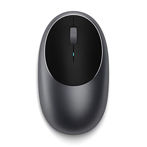 SATECHI M1 Kabellose Maus aus Aluminium, Bluetooth-Maus ohne Empfänger, ergonomisch & kompakt, USB-C, wiederaufladbarer Akku, für MacBook, Mac mini, iPad, iMac & mehr (Space Grau) von SATECHI