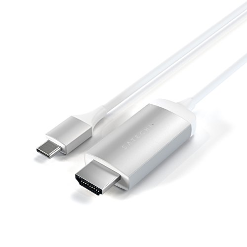 SATECHI Aluminium Type-C HDMI Kabel 4K 60Hz - Für M2/ M1 MacBook Pro/Air, M2/ M1 iPad Pro/Air, M2 Mac Mini, iMac M1 (Silber) von SATECHI