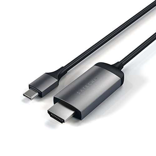 SATECHI Aluminium Type-C HDMI Kabel 4K 60Hz - Für M2/ M1 MacBook Pro/Air, M2/ M1 iPad Pro/Air, M2 Mac Mini, iMac M1 (Space Grau) von SATECHI