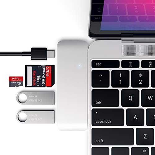SATECHI Aluminium Type-C USB 3.0 3-in-1 Combo Hub mit USB-C Pass-Through – Für M2/ M1 MacBook Pro/Air, M2/ M1 iPad Pro/Air, M2 Mac Mini, iMac M1 (Silber) von SATECHI