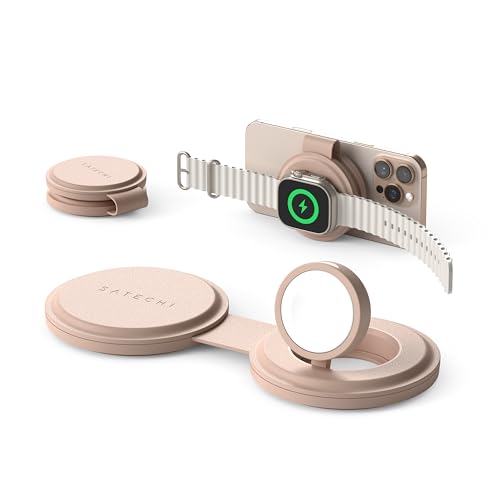 SATECHI OnTheGo 2-in-1 Qi2-Reiseladegerät mit 15W Schnellladung für iPhone und 5W für Apple Watch, Kabelloses magnetisches MagSafe Ladegerät – Desert Rose SATECHI OnTheGo 2-in-1 Qi2-Reiseladegerät mit 15W Schnellladung für iPhone und 5W für Apple Watch, Kabelloses magnetisches MagSafe Ladegerät – Desert Rose von SATECHI