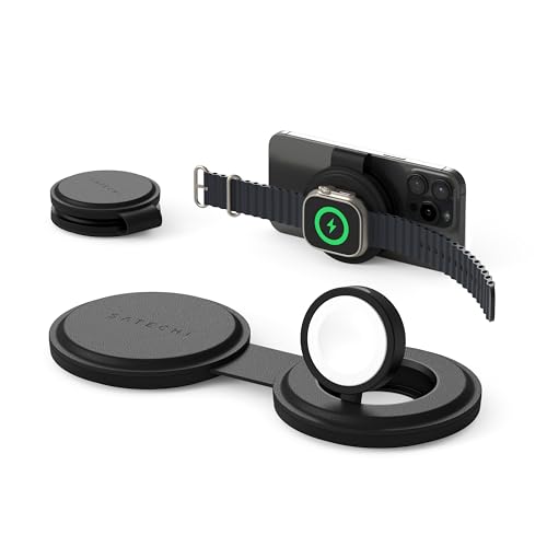 SATECHI OnTheGo 2-in-1 Qi2-Reiseladegerät mit 15W Schnellladung für iPhone und 5W für Apple Watch, Kabelloses magnetisches MagSafe Ladegerät – Schwarz SATECHI OnTheGo 2-in-1 Qi2-Reiseladegerät mit 15W Schnellladung für iPhone und 5W für Apple Watch, Kabelloses magnetisches MagSafe Ladegerät – Schwarz von SATECHI