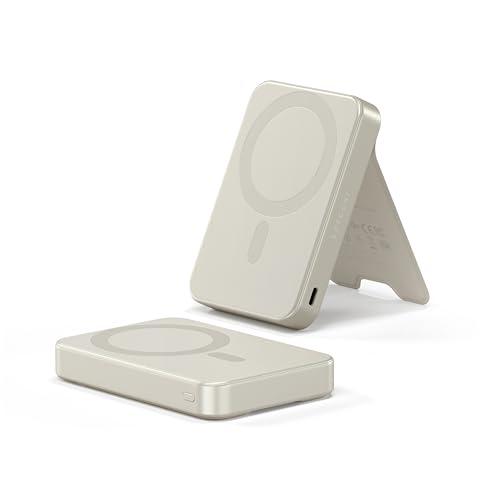 SATECHI OntheGo Powerbank Qi2 10000mAh mit Ständer – 15W Schnellladung, Externe tragbare Batterie/Akku, Ladegerät für iPhone & Android – Sand SATECHI OntheGo Powerbank Qi2 10000mAh mit Ständer – 15W Schnellladung, Externe tragbare Batterie/Akku, Ladegerät für iPhone & Android – Sand von SATECHI