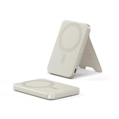 SATECHI OntheGo Powerbank Qi2 5000mAh mit Ständer – 15W Schnellladung, Externe tragbare Batterie/Akku, Ladegerät für iPhone & Android – Sand SATECHI OntheGo Powerbank Qi2 5000mAh mit Ständer – 15W Schnellladung, Externe tragbare Batterie/Akku, Ladegerät für iPhone & Android – Sand von SATECHI