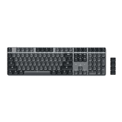 SATECHI SM3 Mechanische Tastatur, 108-Tasten Volltastatur mit weißer LED-Hintergrundbeleuchtung, Kabelgebundene und Bluetooth-Tastatur für Mac und Windows - Dunkelgrau/Grau - US eng. Layout QWERTY von SATECHI