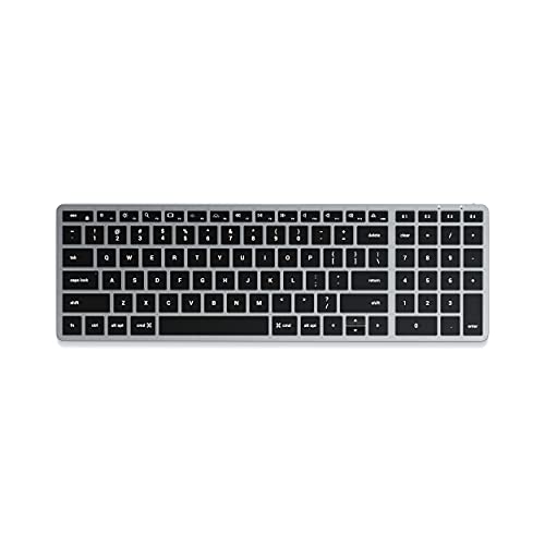 SATECHI Slim X2 Kabellose Bluetooth Tastatur - Hintergrundbeleuchtung & Ziffernblock – Multi-Device Sync – Für M2/ M1 MacBook Pro/Air, M2/ M1 iPad Pro/Air, M2 Mac Mini, iMac M1 (US-englisches Layout) von SATECHI