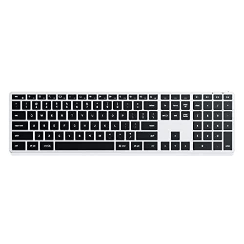 SATECHI Slim X3 Kabellose Bluetooth Tastatur - Hintergrundbeleuchtung & Ziffernblock – Multi-Device Sync – Für M2/ M1 MacBook Pro/Air, M2/ M1 iPad Pro/Air, M2 Mac Mini, iMac M1 (Silber) von SATECHI