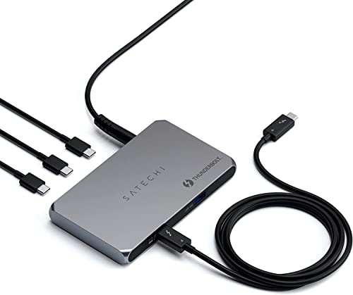 SATECHI Thunderbolt 4 Slim Hub 5-in-1, Aufladen über USB C 60W, Single 8k oder Dual 4K Display, USB 3.2 Gen2 – Kompatibel mit USB4/Thunderbolt 4 Macs und USB4/Thunderbolt 4 SATECHI Thunderbolt 4 Slim Hub 5-in-1, Aufladen über USB C 60W, Single 8k oder Dual 4K Display, USB 3.2 Gen2 – Kompatibel mit USB4/Thunderbolt 4 Macs und USB4/Thunderbolt 4 von SATECHI
