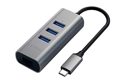 SATECHI Type-C 2-in-1 USB 3.0 Aluminium 3 Port Hub mit Ethernet - Für M2/ M1 MacBook Pro/Air, M2/ M1 iPad Pro/Air, M2 Mac Mini, iMac M1 (Space Grau) von SATECHI