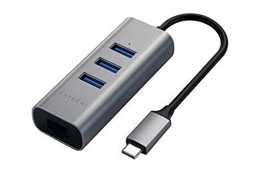 SATECHI USB-C Hub Adapter, USB-C Adapter mit 3 USB-A 3.0 Ports & Ethernet-Port, für MacBook Pro, Air M1, M2, M3, Dell, HP, Surface, iPad, iPhone 15 (Space Grau) von SATECHI