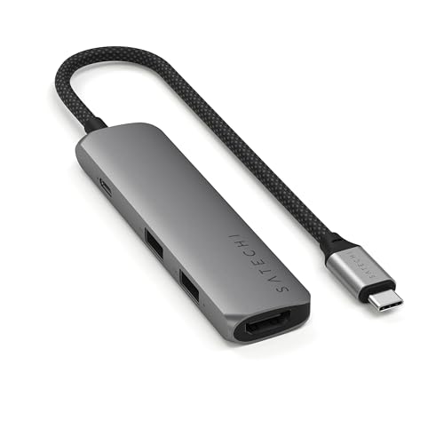 SATECHI 4-in-1 USB-C Hub Slim Plus, Multiport-Adapter, Dockingstation mit 4K HDMI, 100W Power Delivery, 2X USB-A Datenports – Space Grau SATECHI 4-in-1 USB-C Hub Slim Plus, Multiport-Adapter, Dockingstation mit 4K HDMI, 100W Power Delivery, 2X USB-A Datenports – Space Grau von SATECHI
