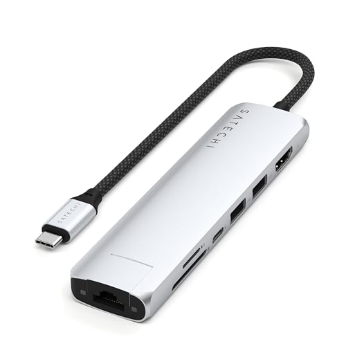 SATECHI 7-in-1 USB-C Hub Slim Plus, Multiport-Adapter, Dock mit 4K HDMI, 100W Power Delivery, 2X USB-A, Ethernet, SD/MicroSD – Silber SATECHI 7-in-1 USB-C Hub Slim Plus, Multiport-Adapter, Dock mit 4K HDMI, 100W Power Delivery, 2X USB-A, Ethernet, SD/MicroSD – Silber von SATECHI