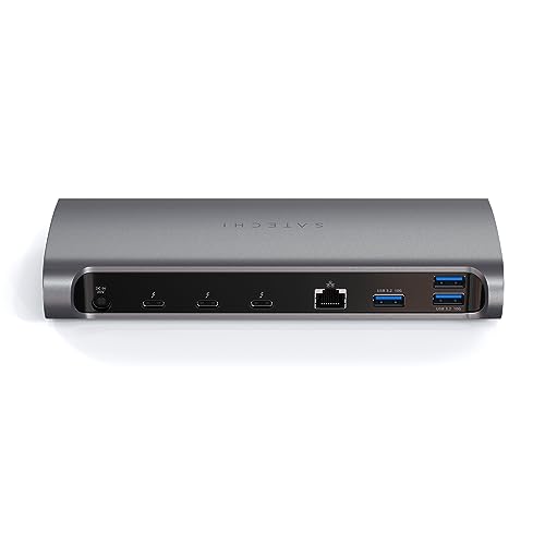 SATECHI Thunderbolt 4 Dock 11-in-1 Host Port, 3 Downstream Ports, USB-A 3.2, 2.0, SD-Kartenleser, GbE, Audiobuchse Kompatibel mit M2 & M1 MacBook, ST-UCT4DM, Black von SATECHI