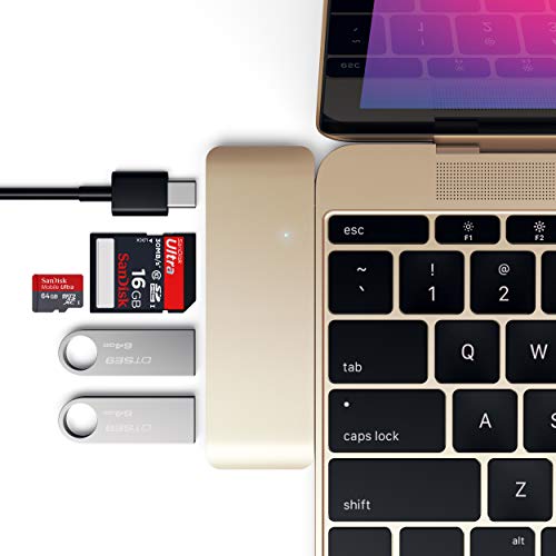 Satechi Typ C USB 3.0 3-in-1 Combo-Hub mit USB-C Pass-Through-Charging aus Aluminium kompatibel mit 2015/2016/2017/2018 MacBook 12-Zoll (Gold) von SATECHI