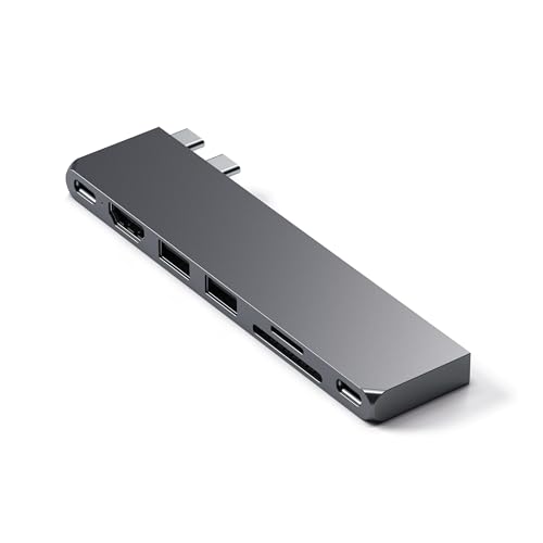SATECHI USB-C Hub Multiport Adapter Pro, Dongle 7-in-1 mit USB4 Port, 100W PD, 4K HDMI, Datenport, 2 USB-A, Micro/SD-Kartenleser, für MacBook M1, M2, M3, M4 (Space Grau) von SATECHI
