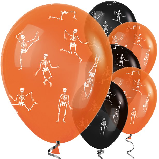 Halloween Ballons 25 Stück - schwarz/orange - Latex - 30cm von SATISFIRE