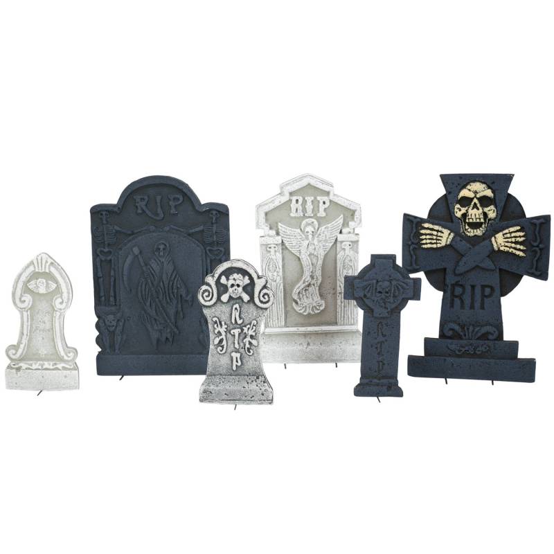 Halloween Grabsteinset "Friedhof" - Gruseldekoration innen und außen - 6-teilig von SATISFIRE