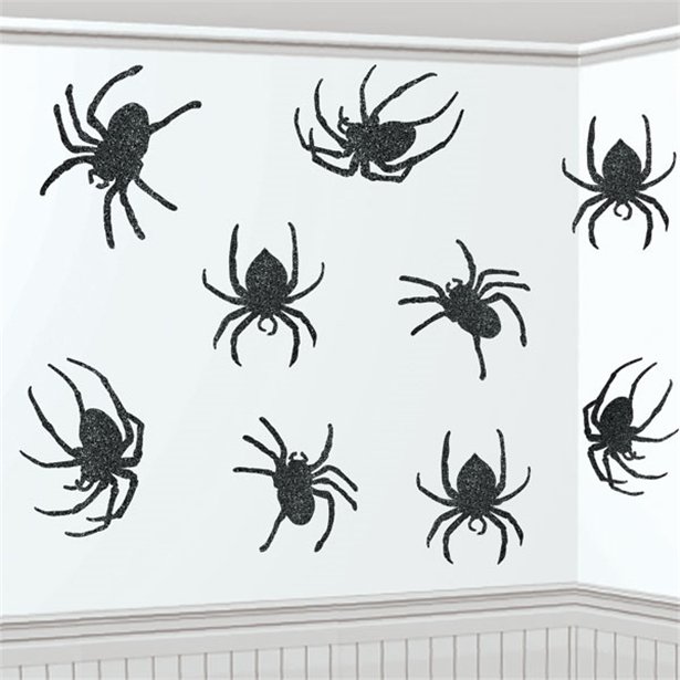 Halloween Raumdekoration Spinnen - 9 Stück - 20,3cm - glitzernde Oberfläche von SATISFIRE
