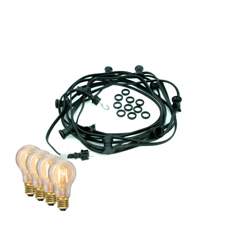 ILLU-Lichterkette BLACKY - 10m - 10 x E27 - IP44 - warmweiße EDISON... von SATISFIRE