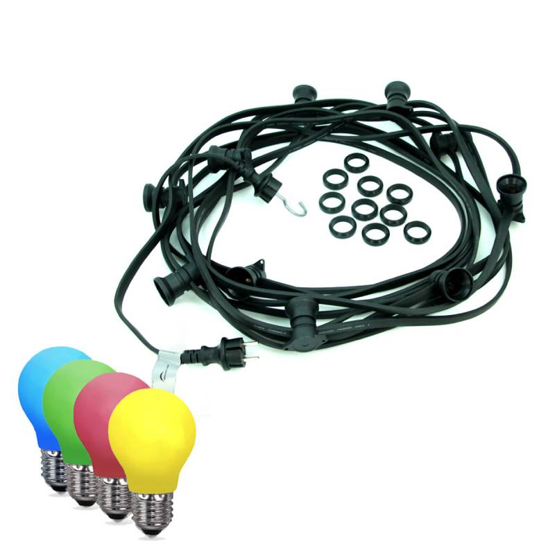 ILLU-Lichterkette BLACKY - 40m - 40 x E27 - IP44 - bunte LED Tropfe... von SATISFIRE