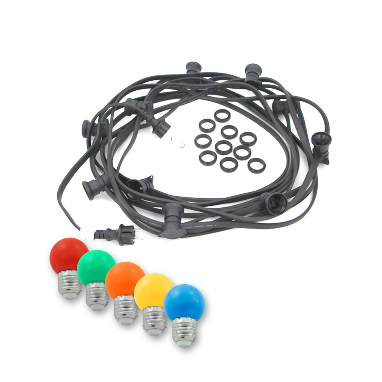 Illu-/Partylichterkette 10m - Außenlichterkette - 10 x bunte LED Lampe von SATISFIRE