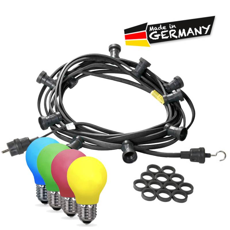 Illu-/Partylichterkette 10m - Außenlichterkette - Made in Germany - 10 x bunte LED Tropfenlampen von SATISFIRE
