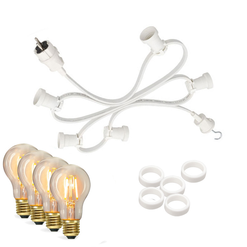 Illu-/Partylichterkette 10m - Außenlichterkette weiß - Made in Germany- 20 Edison LED Filamentlampen von SATISFIRE