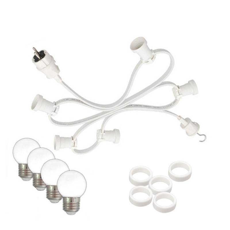 Illu-/Partylichterkette 10m - Außenlichterkette weiß -Made in Germany - 10 warmweiße LED Kugellampen von SATISFIRE