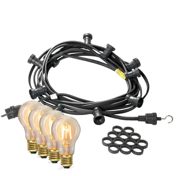 Illu-/Partylichterkette 30m - Außenlichterkette schwarz - Made in G... von SATISFIRE