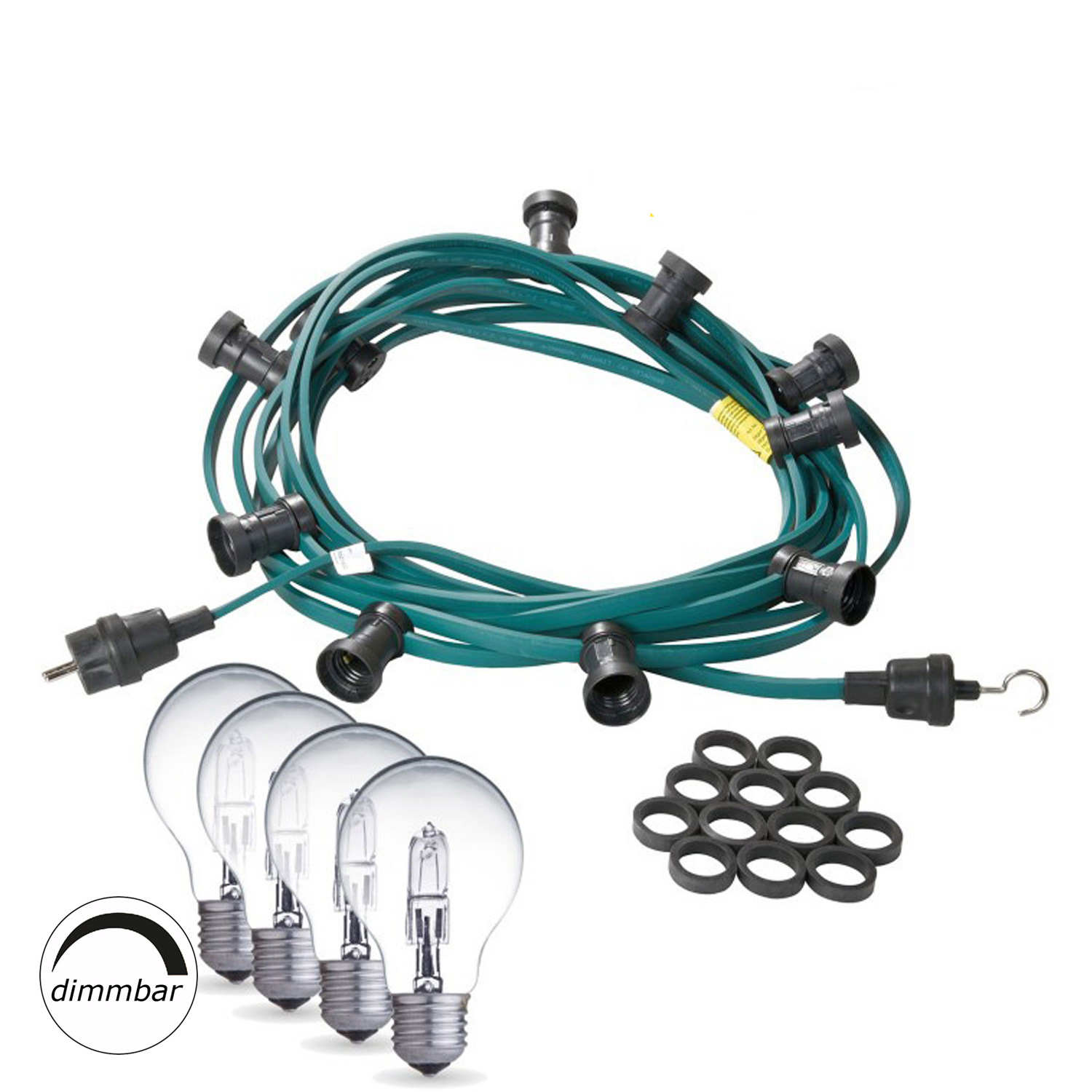 Illu-/Partylichterkette 30m - Außenlichterkette grün - Made in Germany - 30x dimmbare Halogenlampen Illu-/Partylichterkette 30m - Außenlichterkette grün - Made in Germany - 30x dimmbare Halogenlampen von SATISFIRE