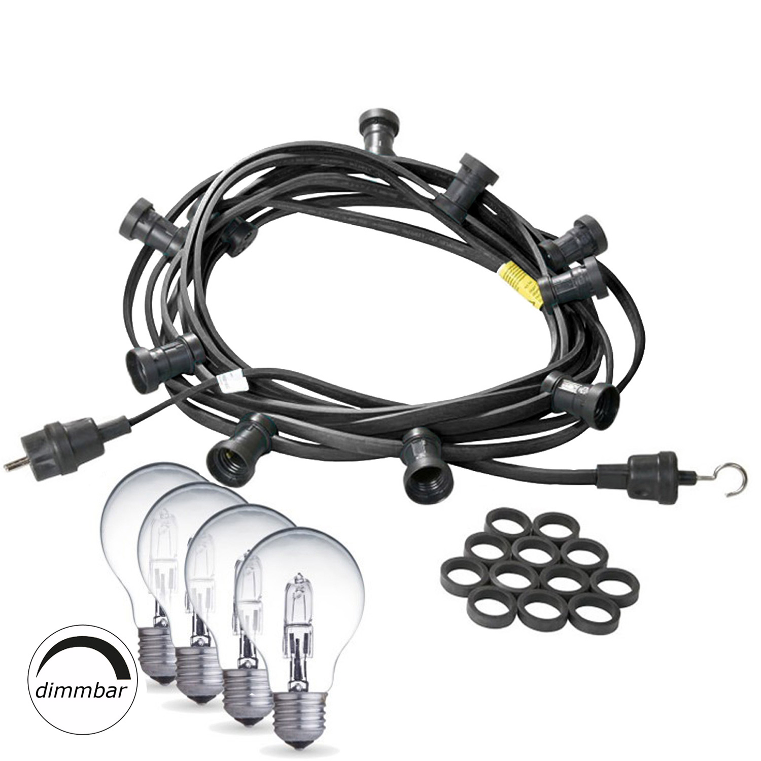 Illu-/Partylichterkette 40m - Außenlichterkette schwarz - Made in Germany- 40 dimmbare Halogenlampen Illu-/Partylichterkette 40m - Außenlichterkette schwarz - Made in Germany- 40 dimmbare Halogenlampen von SATISFIRE