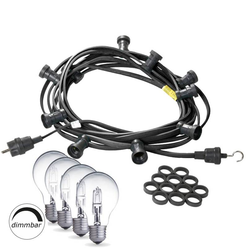 Illu-/Partylichterkette 40m - Außenlichterkette schwarz - Made in Germany- 60 dimmbare Halogenlampen von SATISFIRE