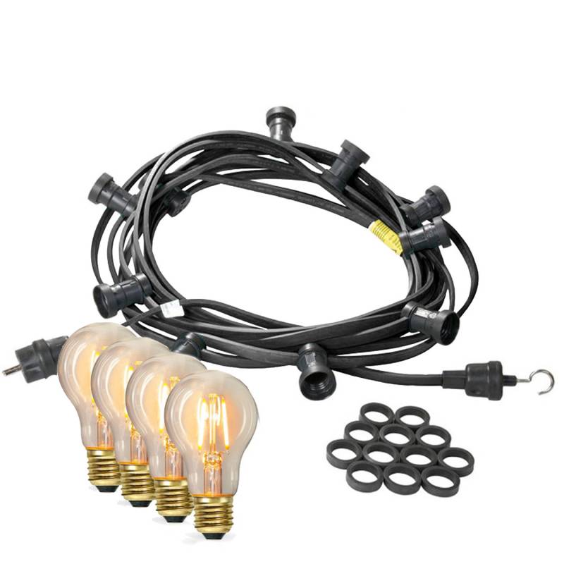 Illu-/Partylichterkette 5m - Außenlichterkette - Made in Germany - 5 Edison LED Filamentlampen von SATISFIRE