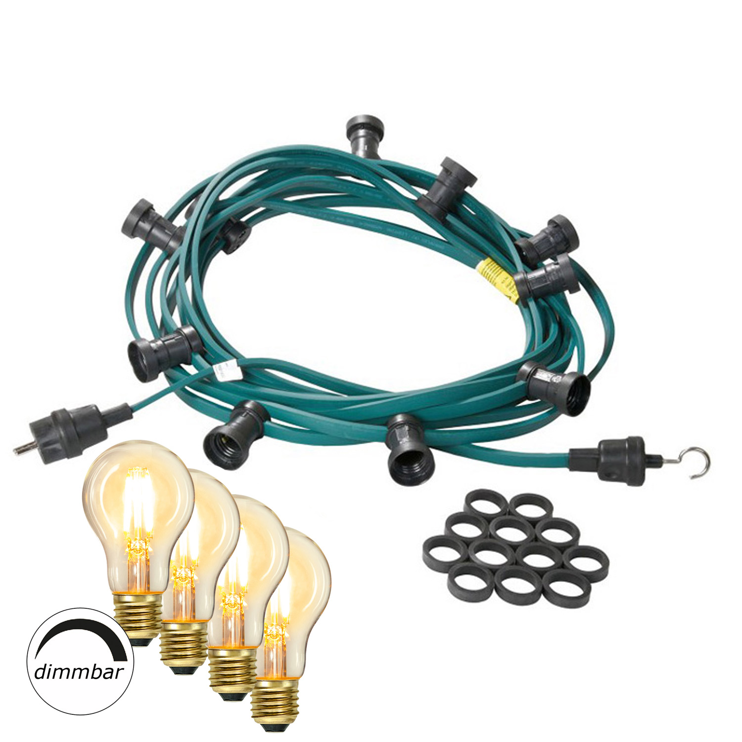 Illu-/Partylichterkette 5m - Außenlichterkette grün - Made in Germany - 10x dimmbares Leuchtmittel Illu-/Partylichterkette 5m - Außenlichterkette grün - Made in Germany - 10x dimmbares Leuchtmittel von SATISFIRE